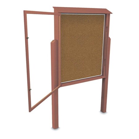 United Visual Products Sliding Door Indoor Enclosed Corkboard, 4 UV9025ACSH-SATIN-APRICOT